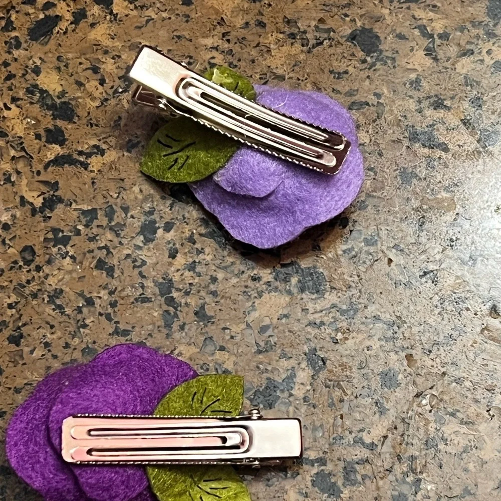 Kids Rose Flower Purple Hair Clips